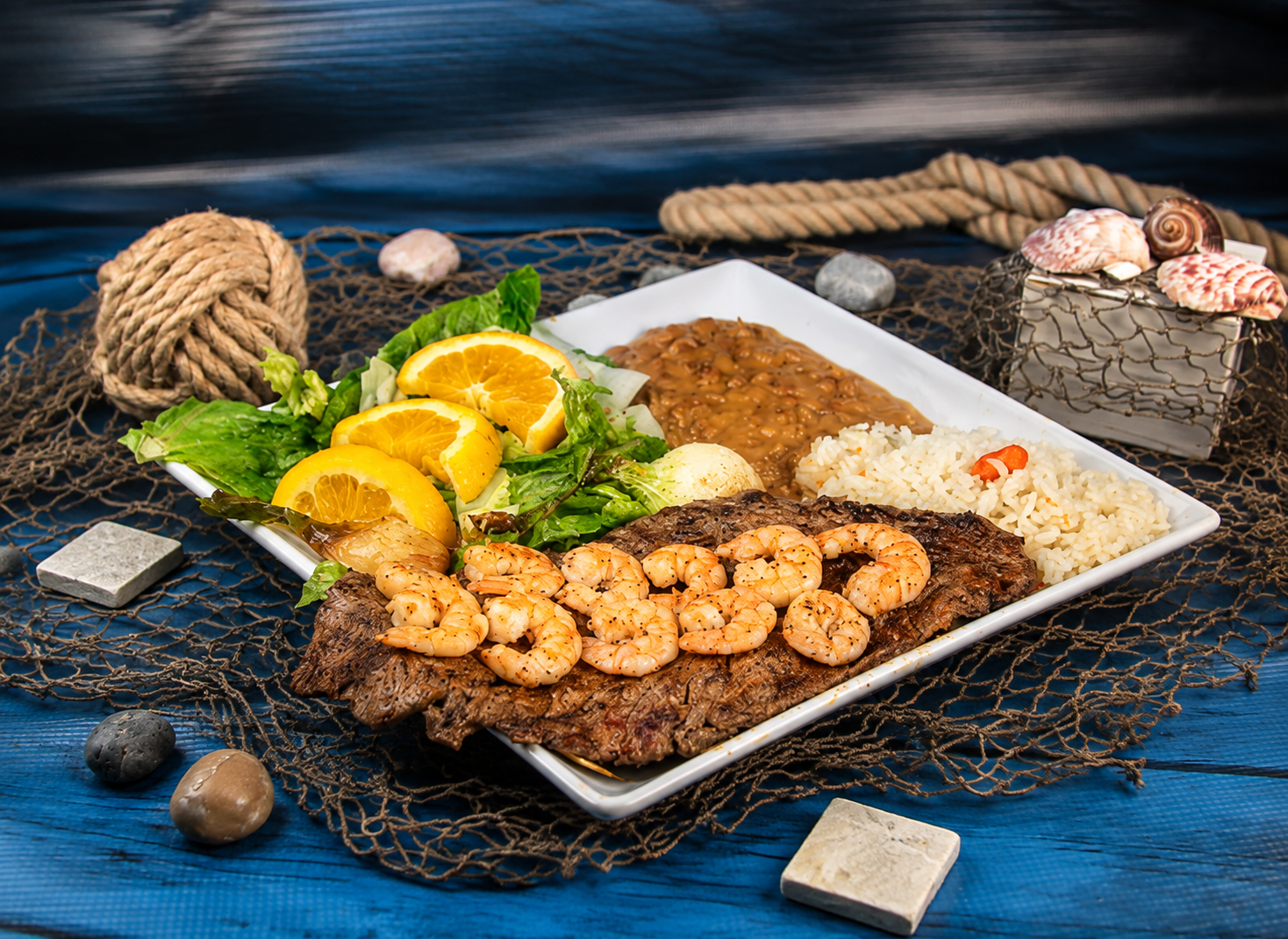 Carne Asada con Camarón